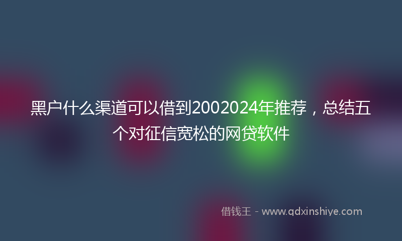 黑户什么渠道可以借到2002024年推荐，总结五个对征信宽松的网贷软件