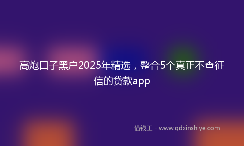 高炮口子黑户2025年精选，整合5个真正不查征信的贷款app