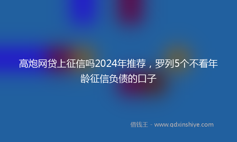 高炮网贷上征信吗2024年推荐，罗列5个不看年龄征信负债的口子