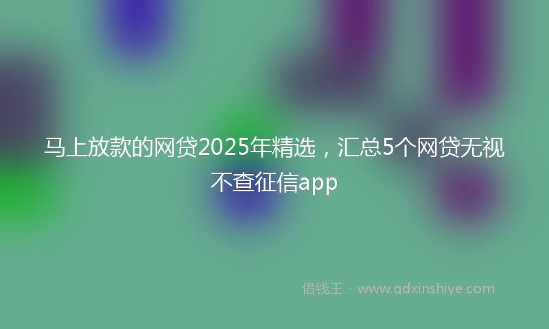 马上放款的网贷2025年精选，汇总5个网贷无视不查征信app