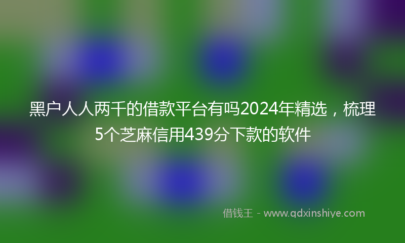 黑户人人两千的借款平台有吗2024年精选，梳理5个芝麻信用439分下款的软件