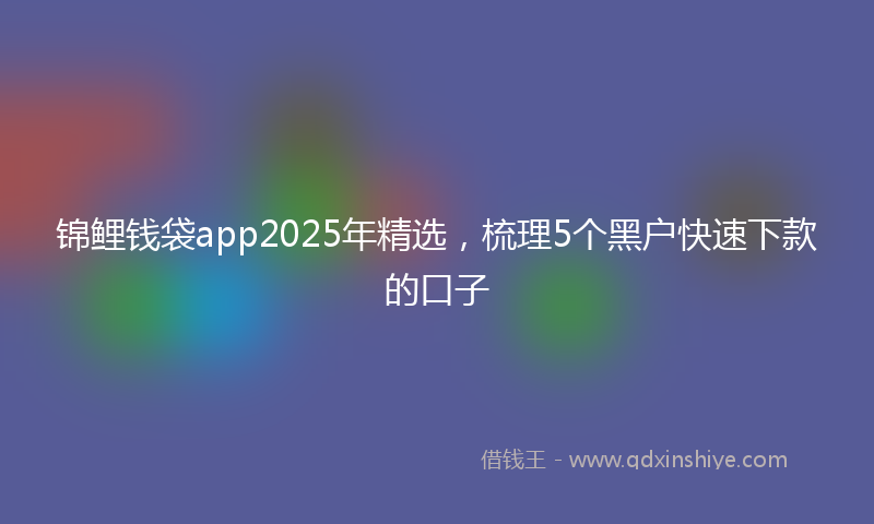 锦鲤钱袋app2025年精选，梳理5个黑户快速下款的口子