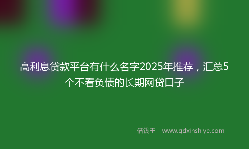 高利息贷款平台有什么名字2025年推荐，汇总5个不看负债的长期网贷口子