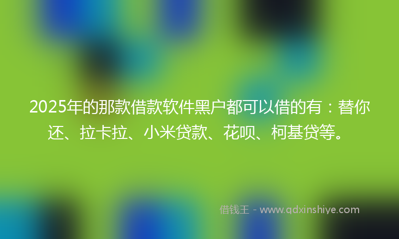 2025年的那款借款软件黑户都可以借的有：替你还、拉卡拉、小米贷款、花呗、柯基贷等。