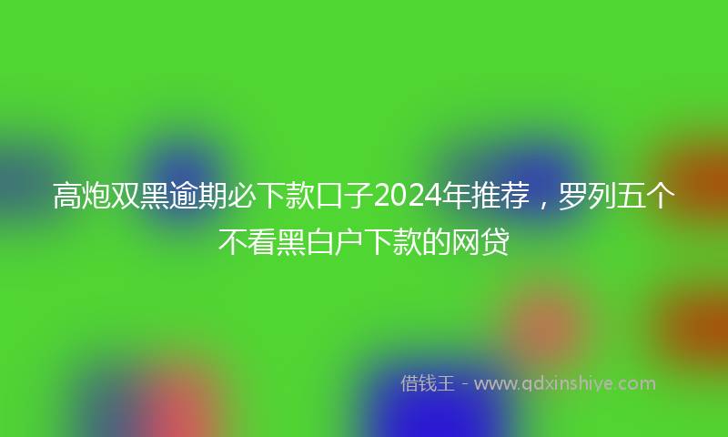高炮双黑逾期必下款口子2024年推荐，罗列五个不看黑白户下款的网贷