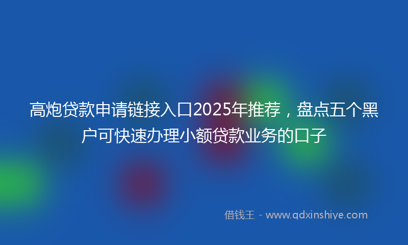 高炮贷款申请链接入口2025年推荐，盘点五个黑户可快速办理小额贷款业务的口子