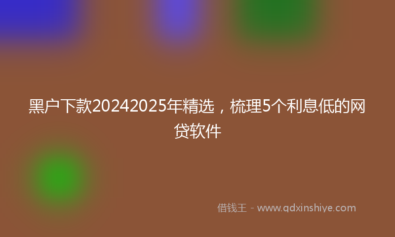 黑户下款20242025年精选，梳理5个利息低的网贷软件
