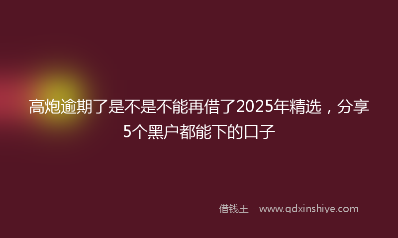 高炮逾期了是不是不能再借了2025年精选，分享5个黑户都能下的口子