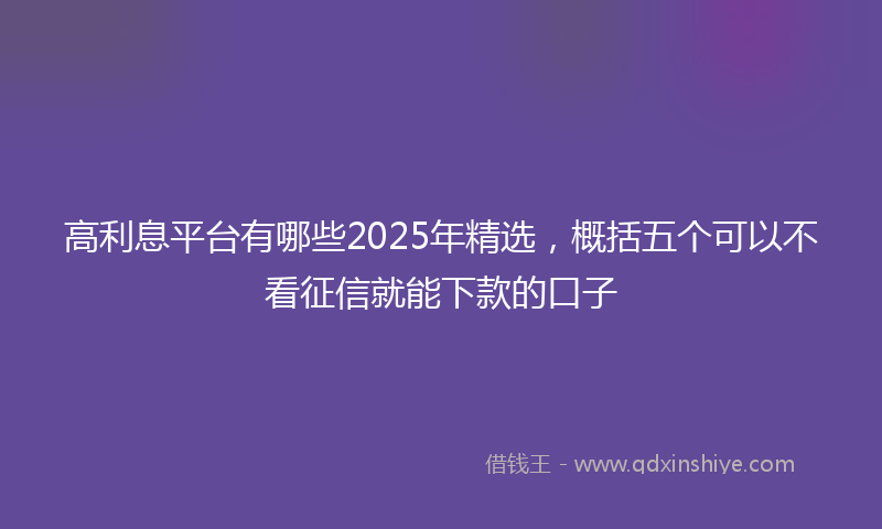 高利息平台有哪些2025年精选，概括五个可以不看征信就能下款的口子