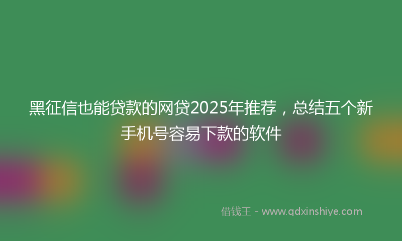 黑征信也能贷款的网贷2025年推荐，总结五个新手机号容易下款的软件