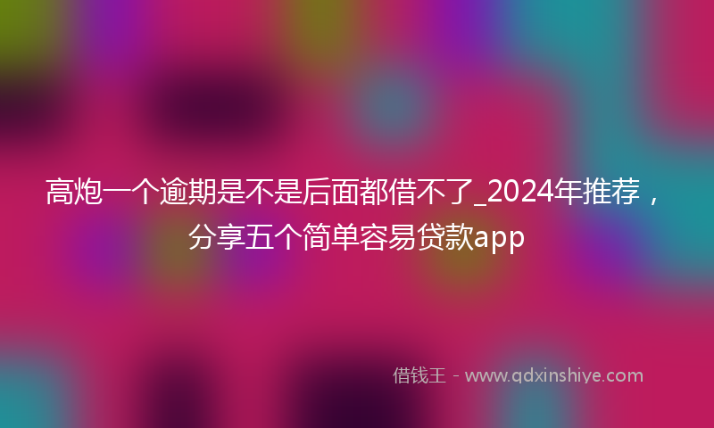 高炮一个逾期是不是后面都借不了_2024年推荐，分享五个简单容易贷款app