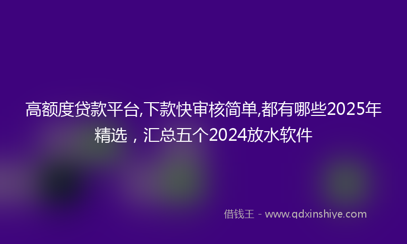 高额度贷款平台,下款快审核简单,都有哪些2025年精选，汇总五个2024放水软件