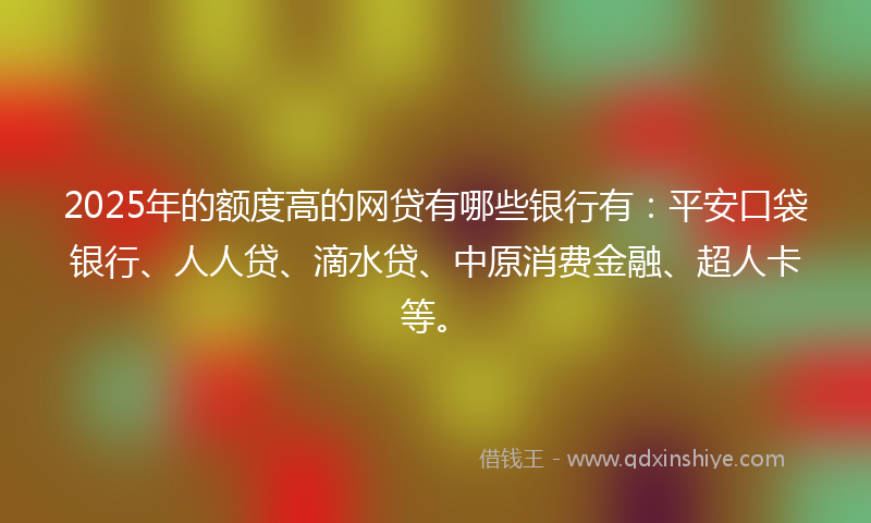 2025年的额度高的网贷有哪些银行有：平安口袋银行、人人贷、滴水贷、中原消费金融、超人卡等。