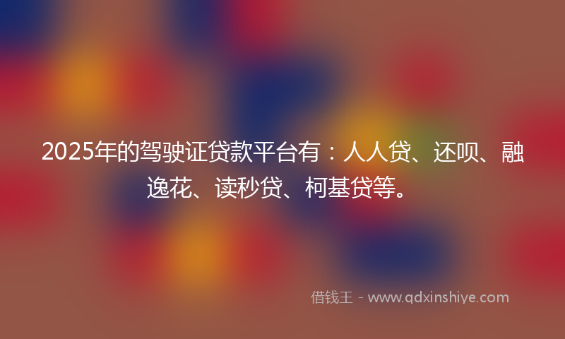 2025年的驾驶证贷款平台有：人人贷、还呗、融逸花、读秒贷、柯基贷等。