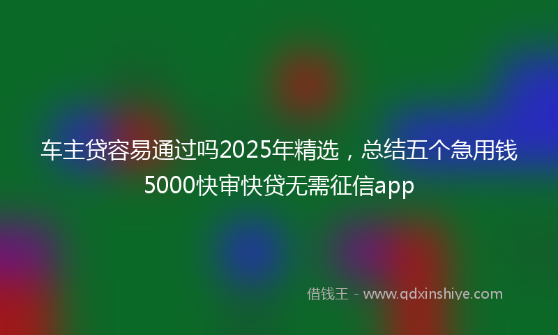 车主贷容易通过吗2025年精选，总结五个急用钱5000快审快贷无需征信app