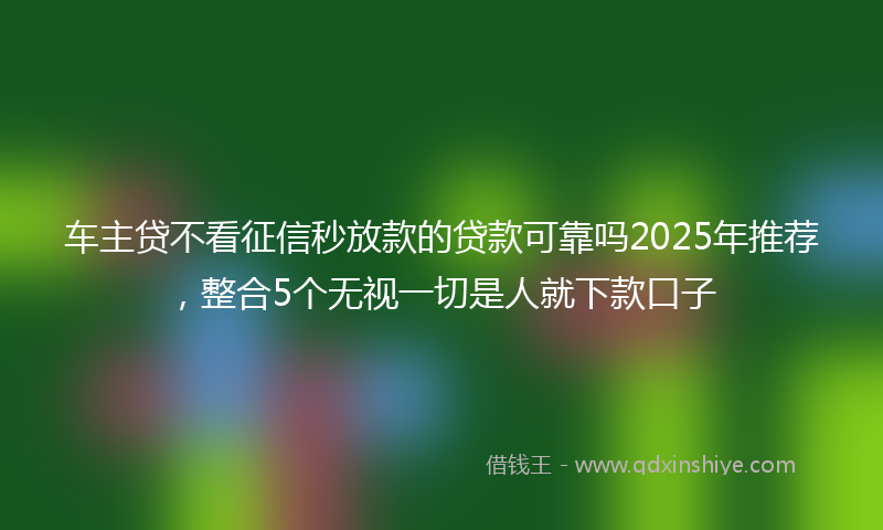 车主贷不看征信秒放款的贷款可靠吗2025年推荐，整合5个无视一切是人就下款口子