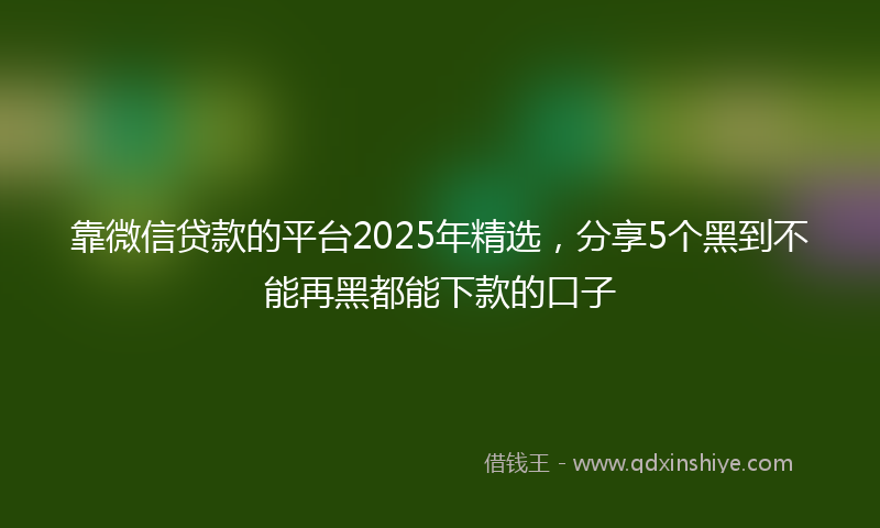 靠微信贷款的平台2025年精选，分享5个黑到不能再黑都能下款的口子