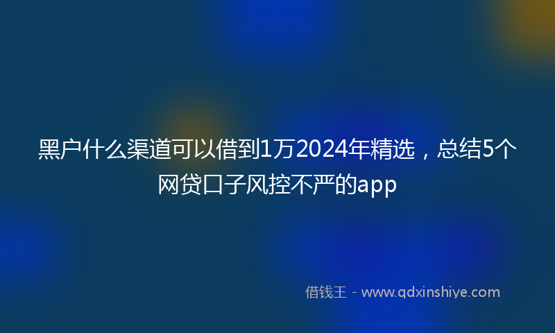 黑户什么渠道可以借到1万2024年精选，总结5个网贷口子风控不严的app