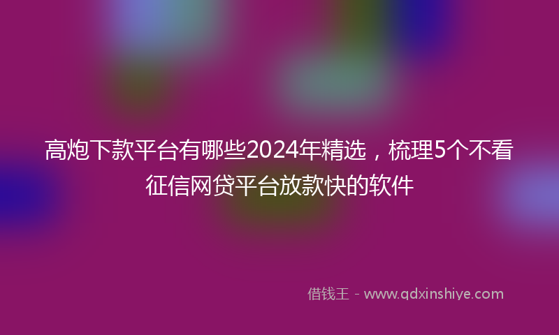 高炮下款平台有哪些2024年精选，梳理5个不看征信网贷平台放款快的软件