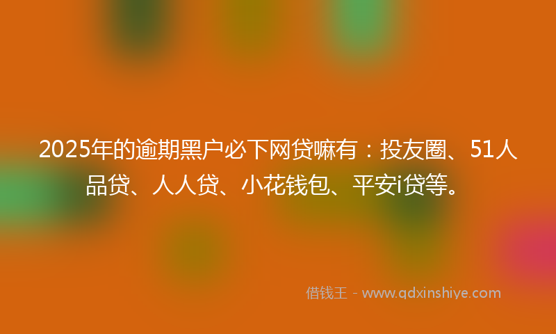 2025年的逾期黑户必下网贷嘛有：投友圈、51人品贷、人人贷、小花钱包、平安i贷等。