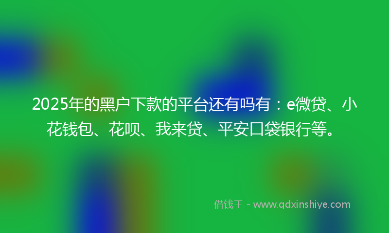 2025年的黑户下款的平台还有吗有：e微贷、小花钱包、花呗、我来贷、平安口袋银行等。