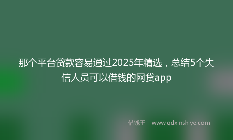 那个平台贷款容易通过2025年精选，总结5个失信人员可以借钱的网贷app