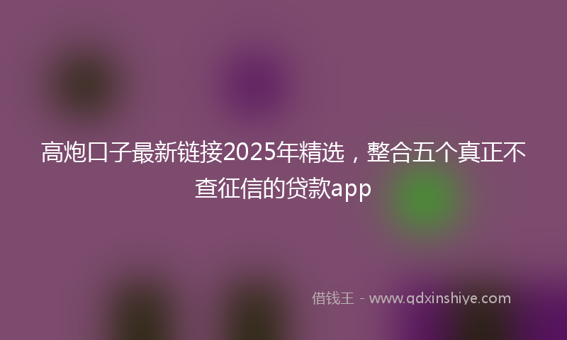 高炮口子最新链接2025年精选，整合五个真正不查征信的贷款app