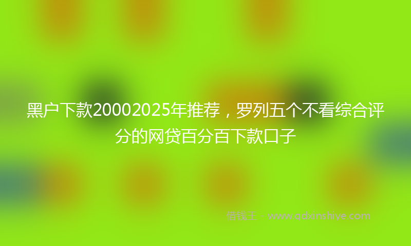 黑户下款20002025年推荐，罗列五个不看综合评分的网贷百分百下款口子
