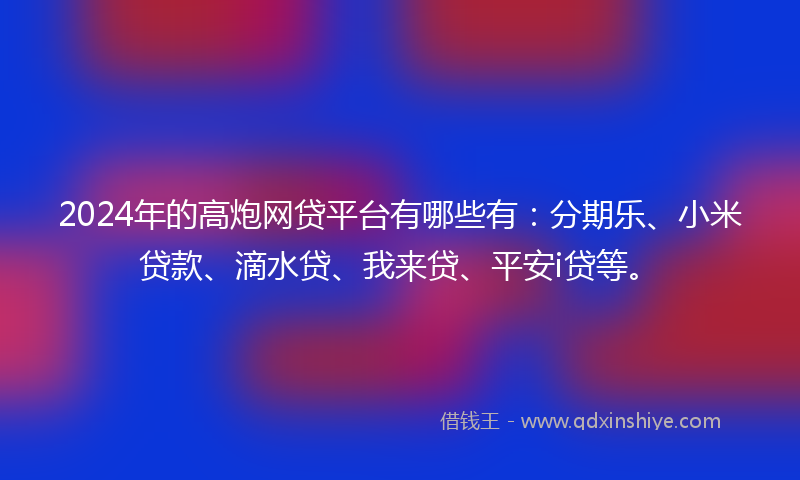 2024年的高炮网贷平台有哪些有：分期乐、小米贷款、滴水贷、我来贷、平安i贷等。