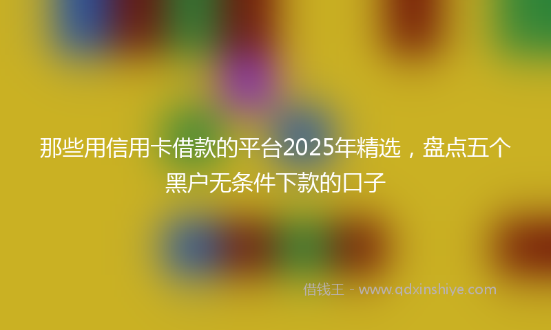 那些用信用卡借款的平台2025年精选，盘点五个黑户无条件下款的口子