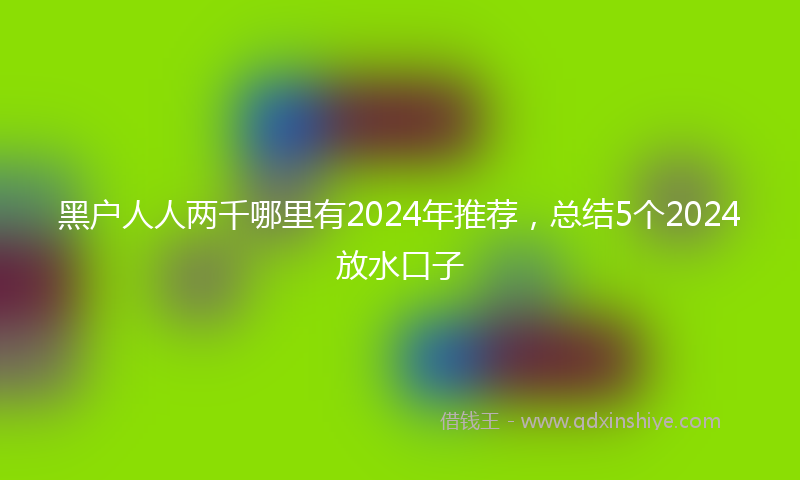 黑户人人两千哪里有2024年推荐，总结5个2024放水口子