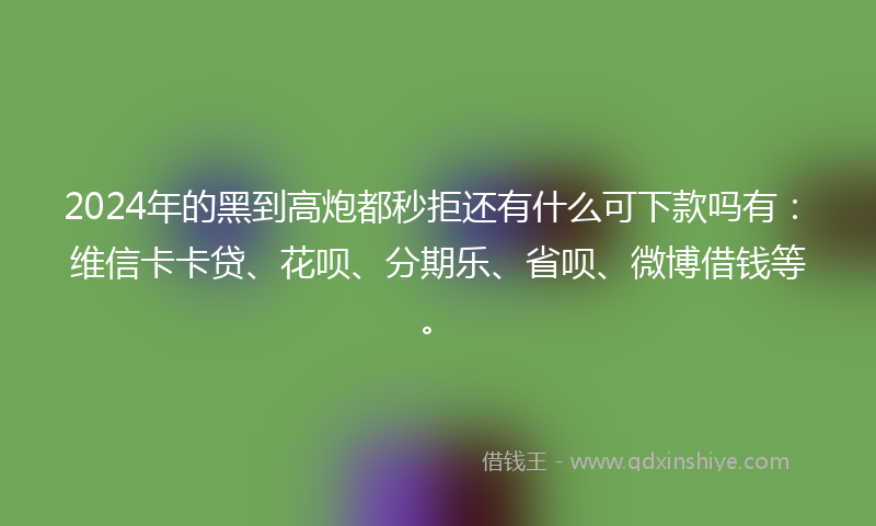 2024年的黑到高炮都秒拒还有什么可下款吗有：维信卡卡贷、花呗、分期乐、省呗、微博借钱等。