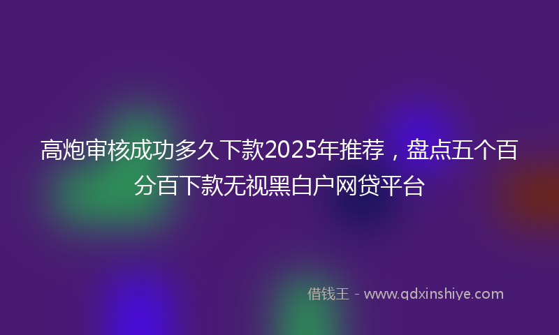 高炮审核成功多久下款2025年推荐，盘点五个百分百下款无视黑白户网贷平台