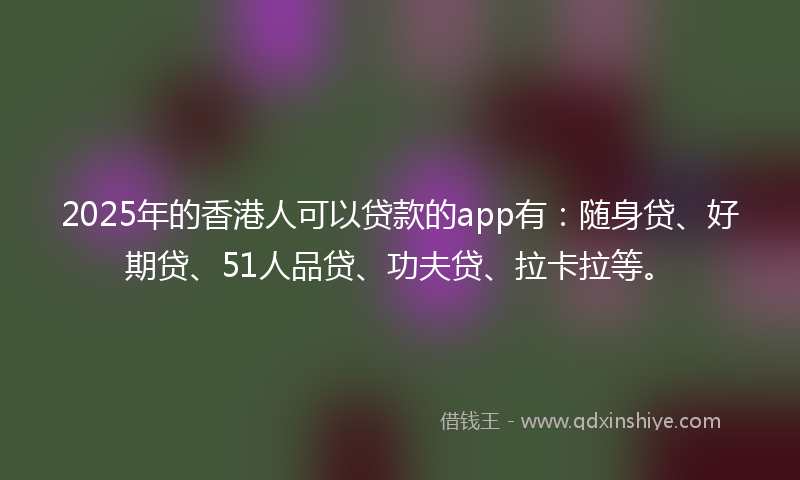 2025年的香港人可以贷款的app有：随身贷、好期贷、51人品贷、功夫贷、拉卡拉等。
