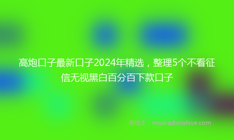 高炮口子最新口子2024年精选，整理5个不看征信无视黑白百分百下款口子