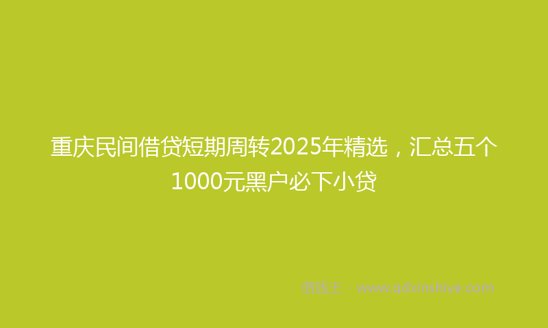 重庆民间借贷短期周转2025年精选，汇总五个1000元黑户必下小贷