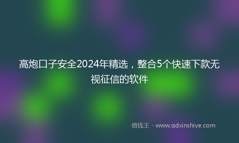 高炮口子安全2024年精选，整合5个快速下款无视征信的软件
