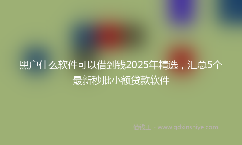 黑户什么软件可以借到钱2025年精选，汇总5个最新秒批小额贷款软件