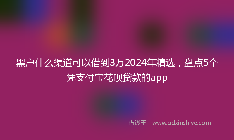 黑户什么渠道可以借到3万2024年精选，盘点5个凭支付宝花呗贷款的app