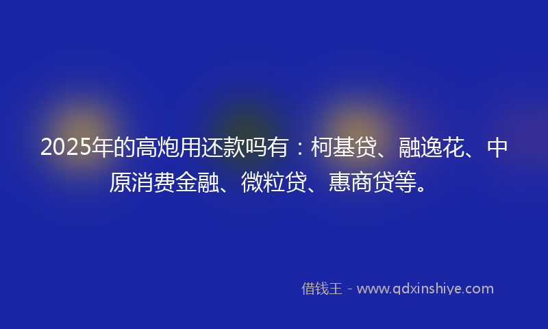 2025年的高炮用还款吗有：柯基贷、融逸花、中原消费金融、微粒贷、惠商贷等。