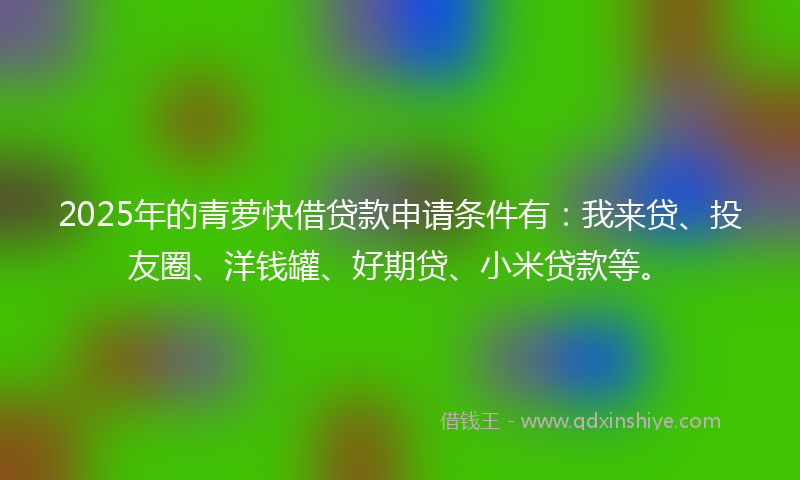 2025年的青萝快借贷款申请条件有：我来贷、投友圈、洋钱罐、好期贷、小米贷款等。