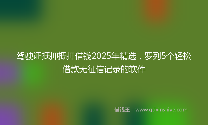 驾驶证抵押抵押借钱2025年精选，罗列5个轻松借款无征信记录的软件