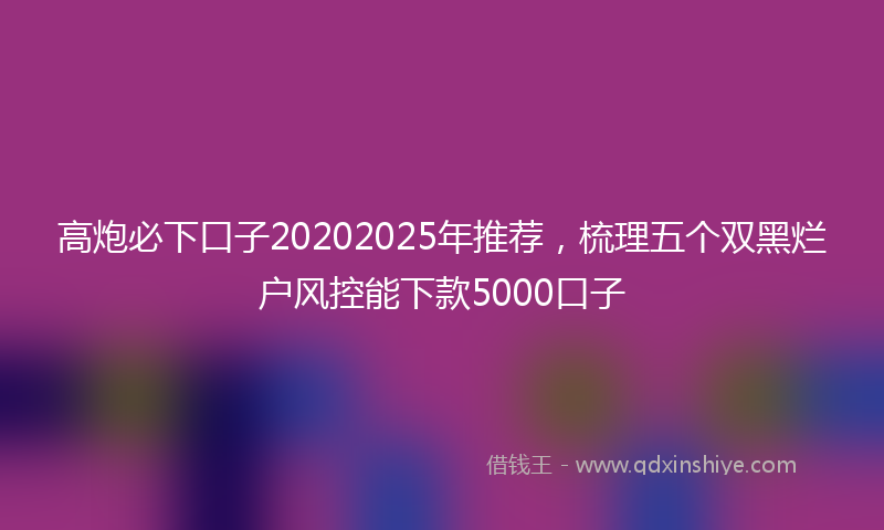 高炮必下口子20202025年推荐，梳理五个双黑烂户风控能下款5000口子