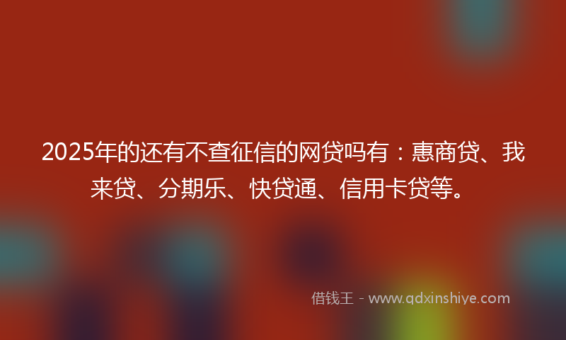 2025年的还有不查征信的网贷吗有：惠商贷、我来贷、分期乐、快贷通、信用卡贷等。