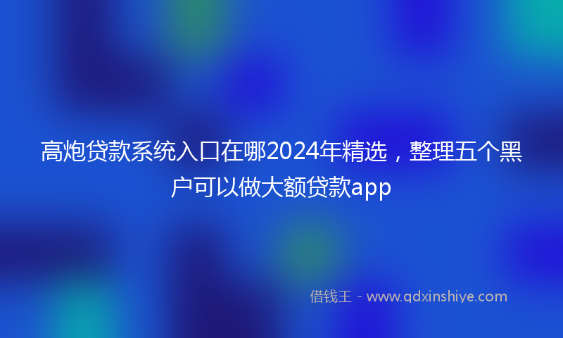 高炮贷款系统入口在哪2024年精选，整理五个黑户可以做大额贷款app