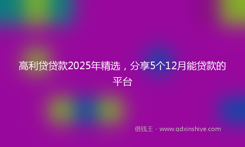 高利贷贷款2025年精选，分享5个12月能贷款的平台