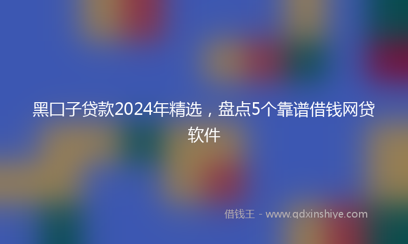 黑囗子贷款2024年精选，盘点5个靠谱借钱网贷软件