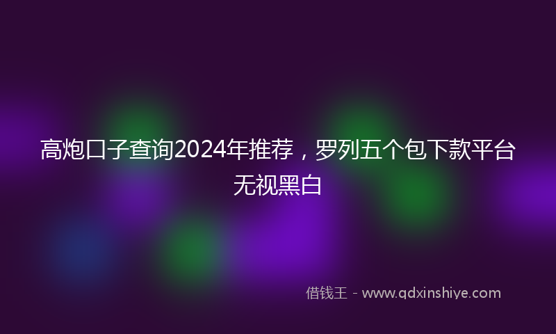 高炮口子查询2024年推荐，罗列五个包下款平台无视黑白