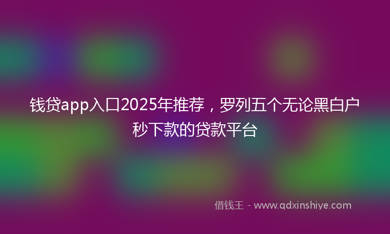 钱贷app入口2025年推荐，罗列五个无论黑白户秒下款的贷款平台