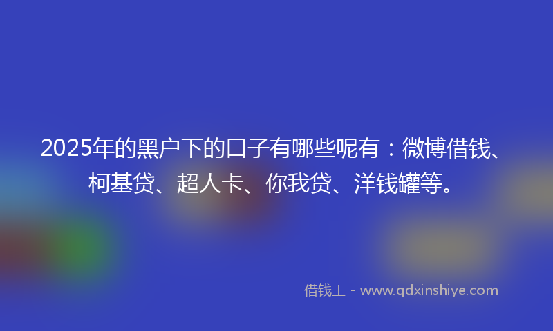 2025年的黑户下的口子有哪些呢有：微博借钱、柯基贷、超人卡、你我贷、洋钱罐等。